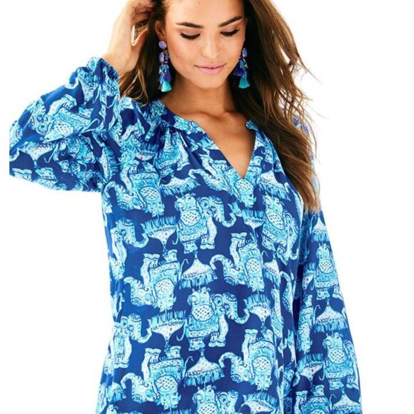 Lilly Pulitzer Martinique Joy Ride Top Womens Size XS Elephant Print - Picture 1 of 9